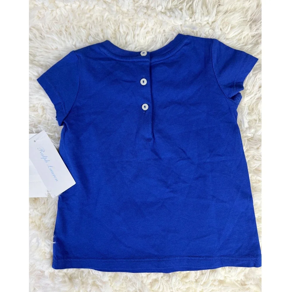 Ralph Lauren Polo Bear T-Shirt‎ Royal Blue Crew Neck Short Sleeve Top 9M New